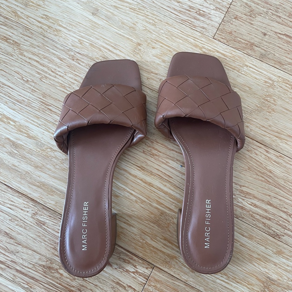 Marc Fisher Brown Suede Slide Sandals